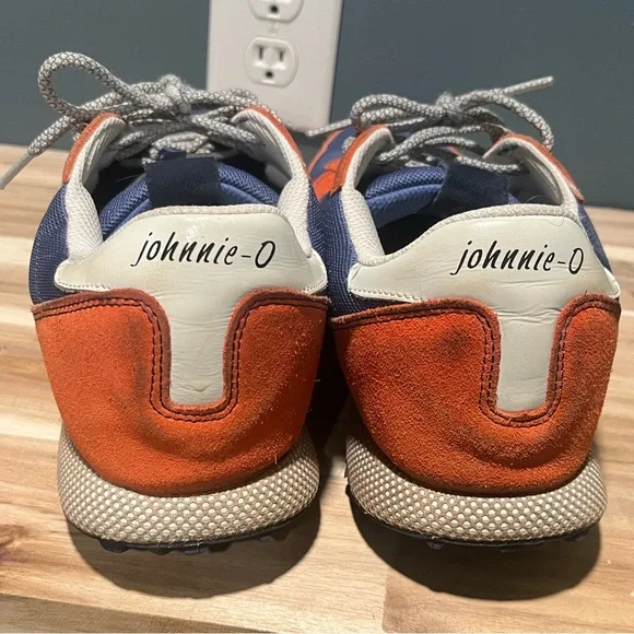 Johnnie-O Men’s Range Runner Suede Orange and Navy Golf Sneakers Size 11.5 - Picture 3 of 7